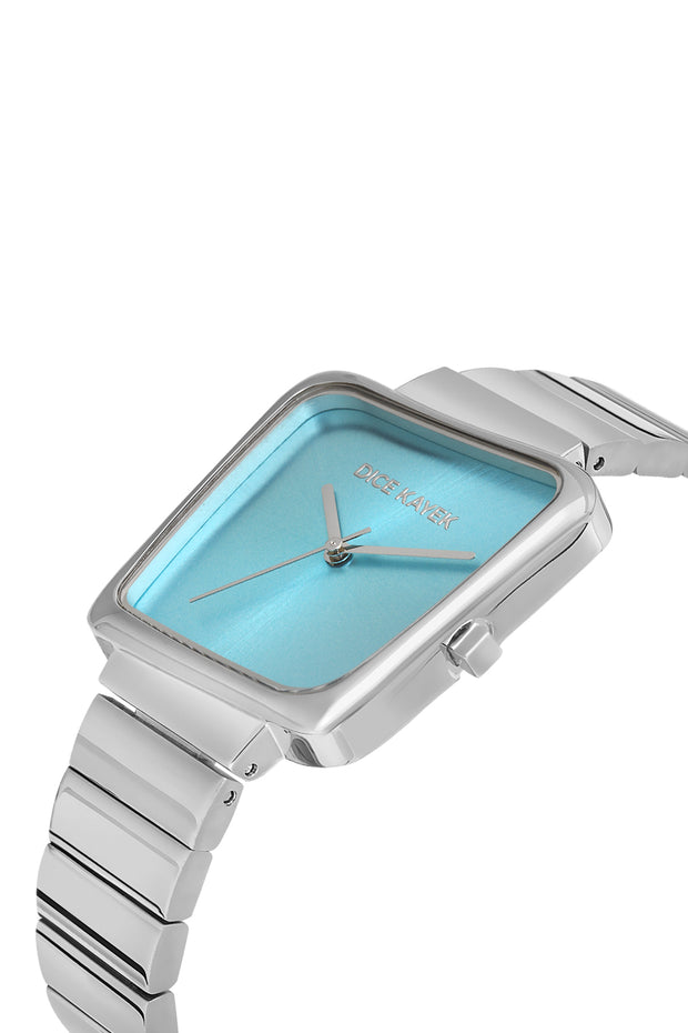 DICE KAYEK Turkuaz Kadranlı Gümüş Paslanmaz Masif Çelik Kadın Kol Saati