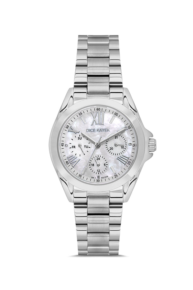 Dice Kayek women's wristwatch with silver dial and silver-plated case, model DK.1.AG1376.01 — front view