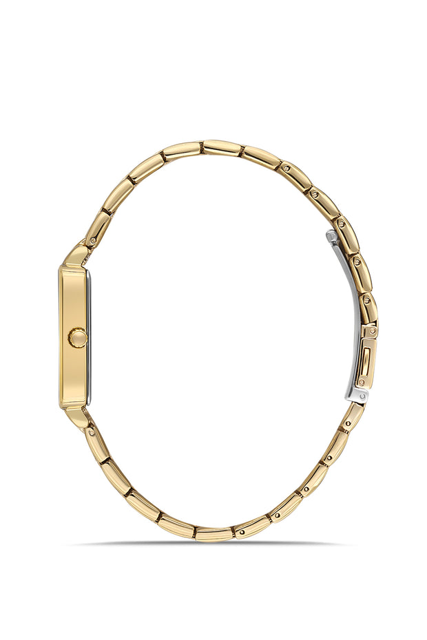 Dice Kayek gümüş kadranlı sarı kaplamalı kadın kol saati, model DK.1.AG1381.06 — kadran detayı