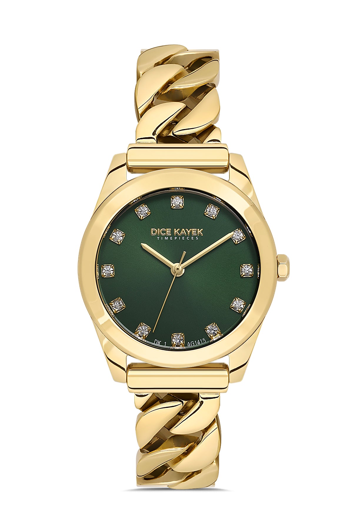 DICE KAYEK Yeşil Kadranlı Sari Paslanmaz masif çelik Kadın Kol Saati - DK.1.AG1415.06