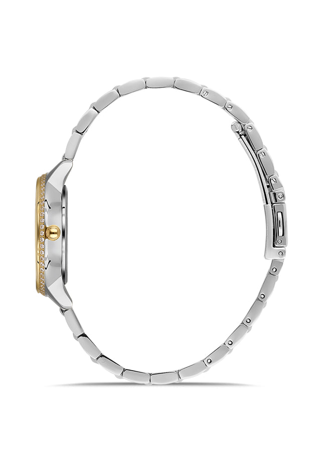Dice Kayek women's wristwatch with green dial and silver-plated case, model DK.1.AG1400.03 — dial detail