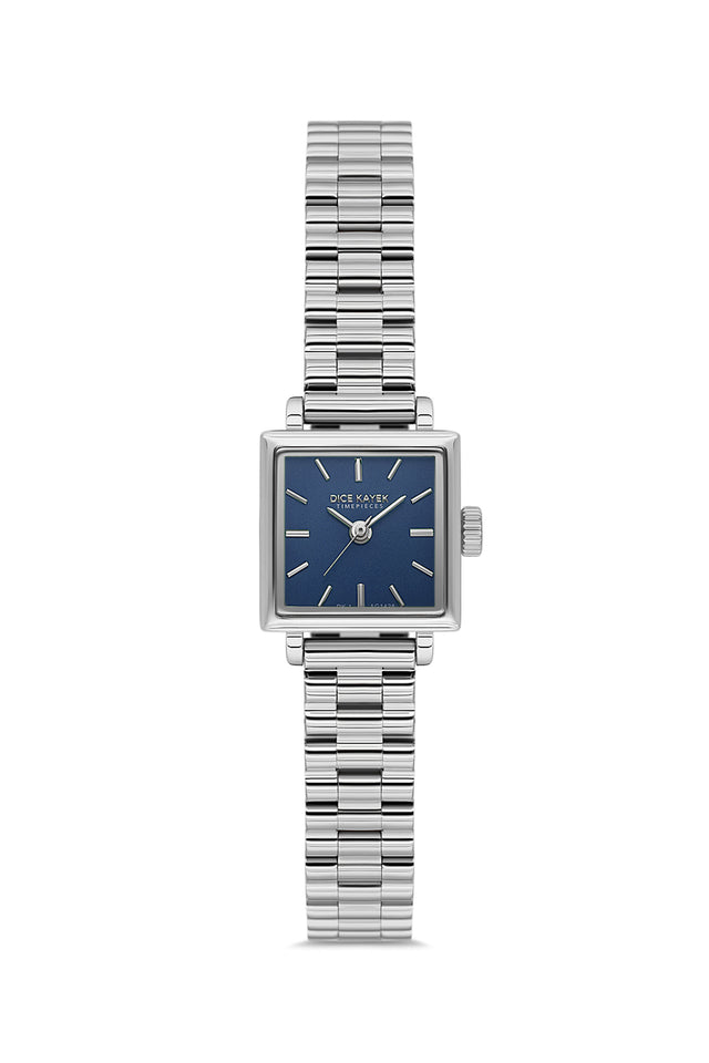 Dice Kayek women's wristwatch with blue dial and silver-plated case, model DK.1.AG1428.13 — front view