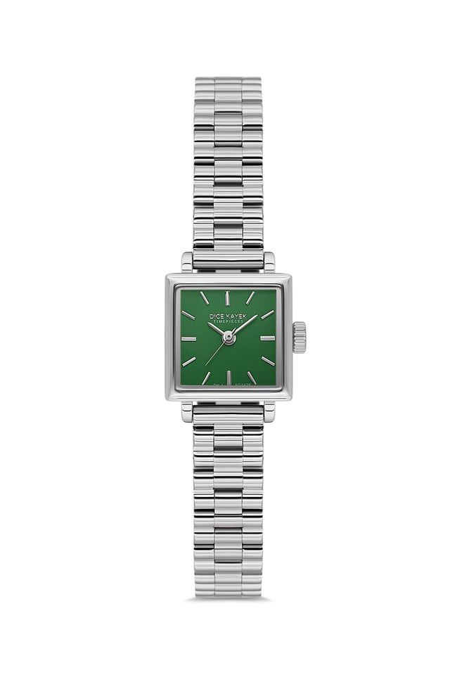 Dice Kayek women's wristwatch with green dial and silver-plated case, model DK.1.AG1428.19 — front view