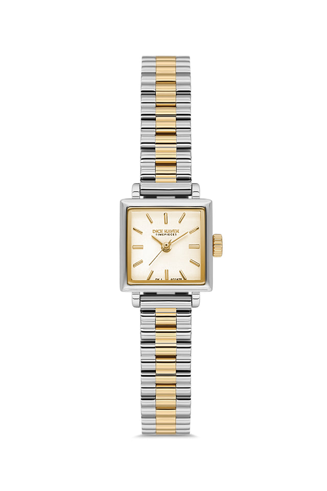 Dice Kayek women's wristwatch with yellow dial and gold-plated case, model DK.1.AG1428.45 — front view