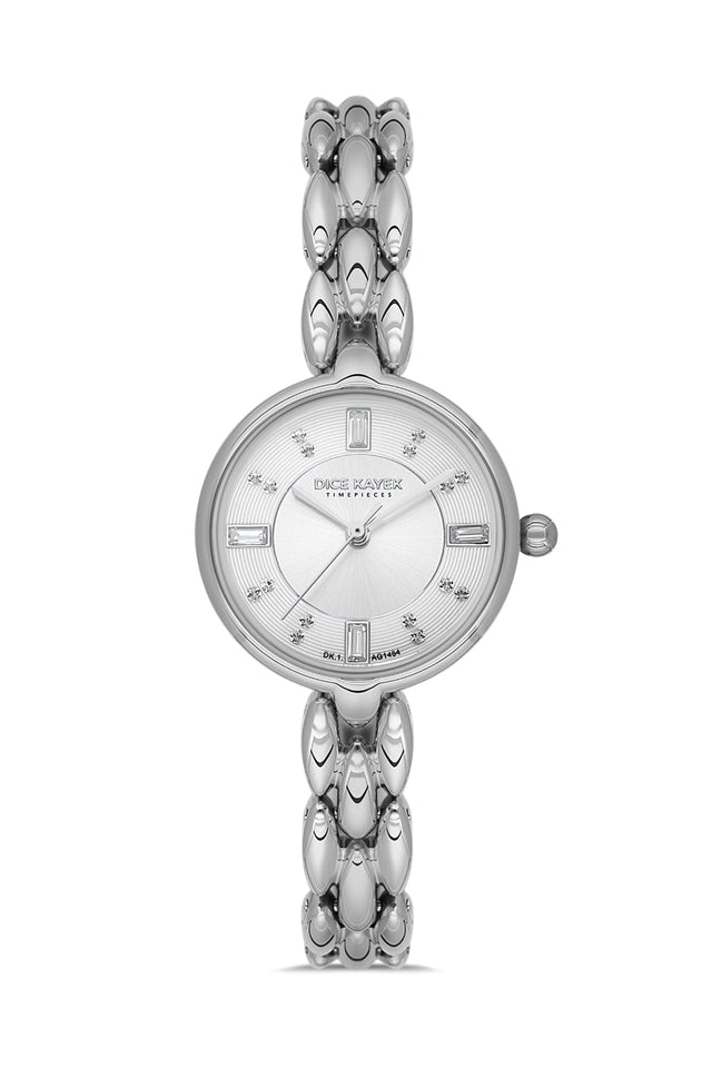 Dice Kayek women's wristwatch with silver dial and silver-plated case, model DK.1.AG1454.10 — front view