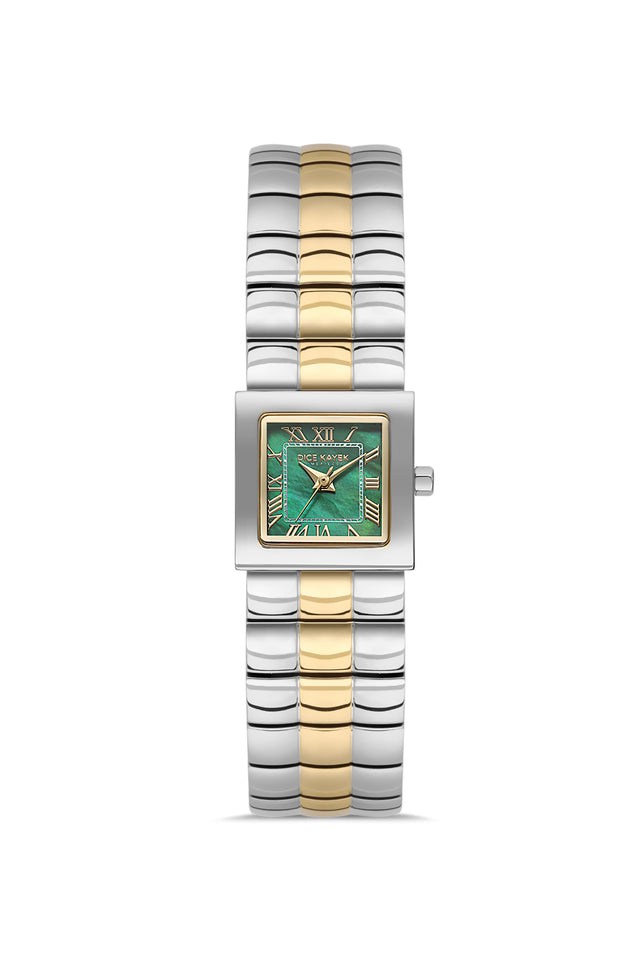 Dice Kayek women's wristwatch with green dial and gold-plated case, model DK.1.AG1462.29 — front view