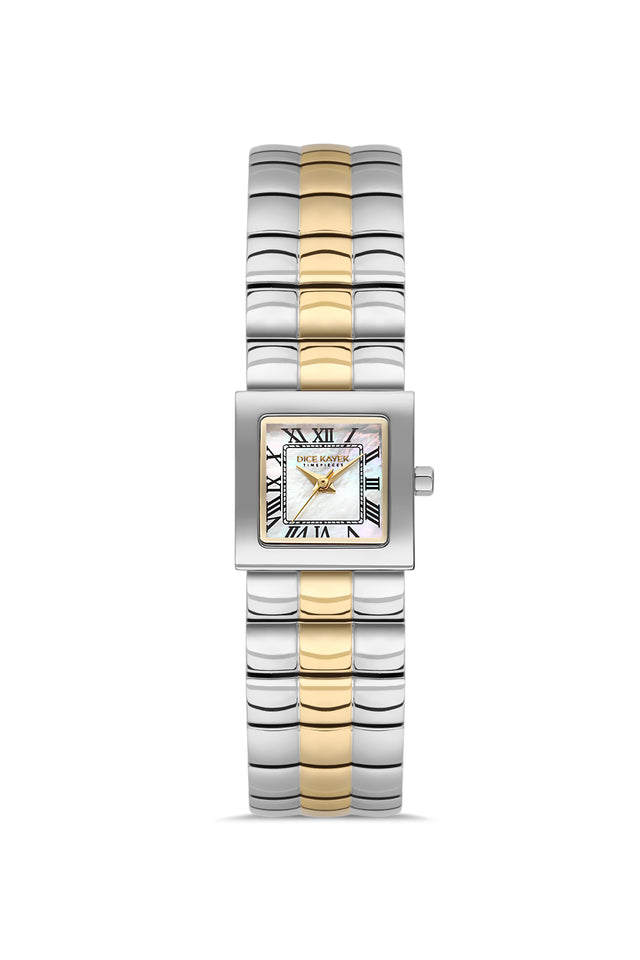 Dice Kayek women's wristwatch with silver dial and gold-plated case, model DK.1.AG1462.40 — front view