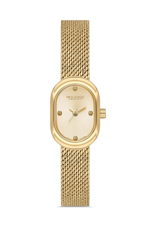 Dice Kayek women's wristwatch with yellow dial and gold-plated case, model DK.1.AG1473.25 — front view
