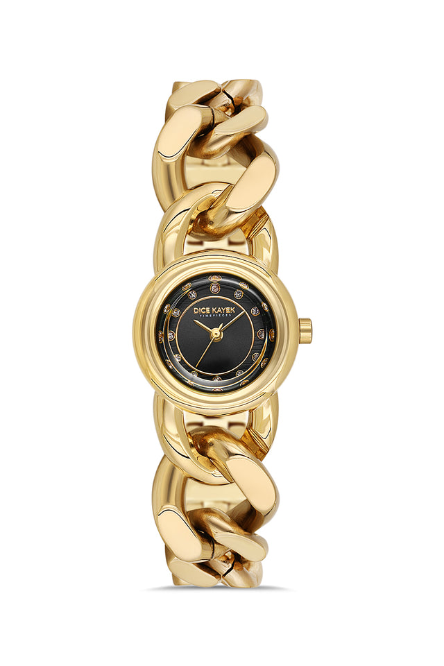 Women's Gold Watch With Black Dial