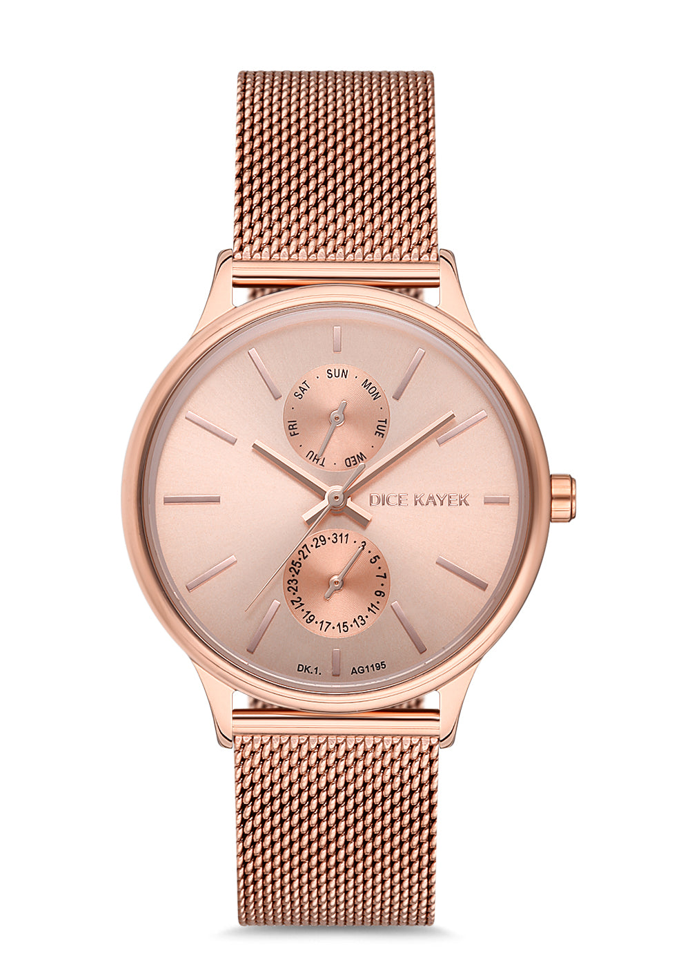 Dice Kayek rose kadranlı rose kaplamalı kadın kol saati, model DK.1.AG1195.02 — ön görünüm
