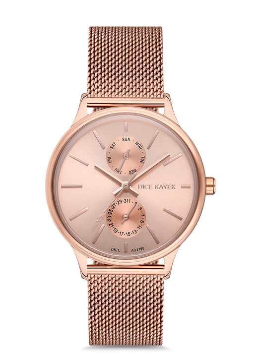 Dice Kayek rose kadranlı rose kaplamalı kadın kol saati, model DK.1.AG1195.02 — ön görünüm