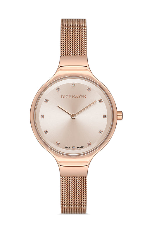 Dice Kayek rose kadranlı rose kaplamalı kadın kol saati, model DK.1.AG1257.03 — ön görünüm