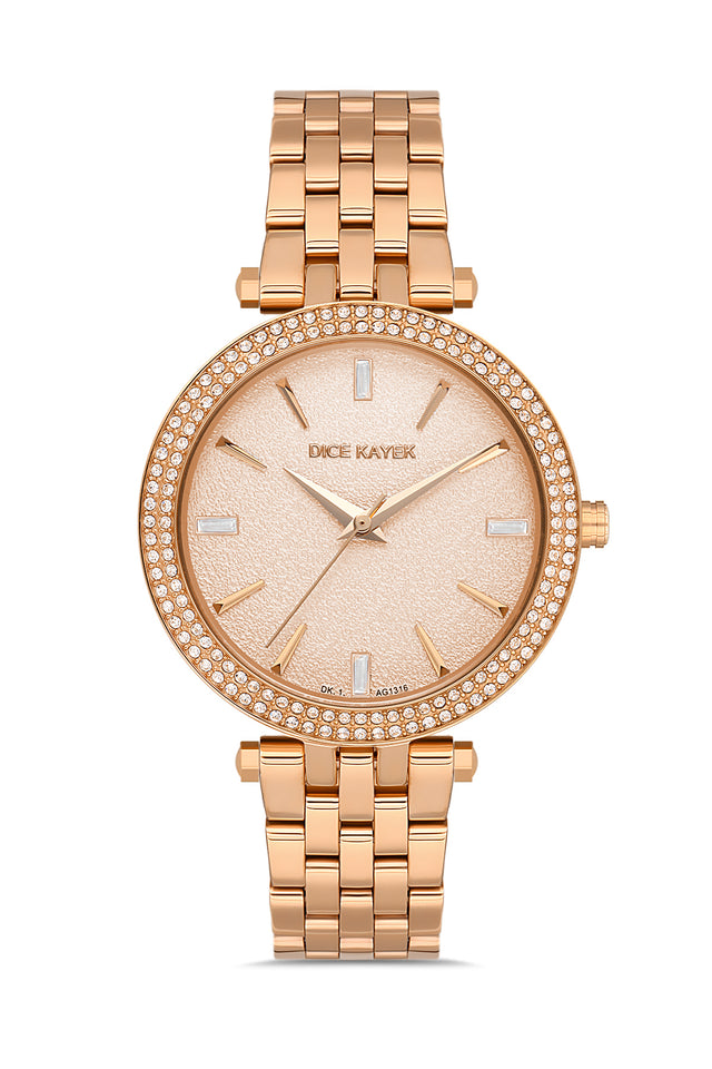 Dice Kayek women's wristwatch with rose dial and rose gold-plated case, model DK.1.AG1316.08 — front view