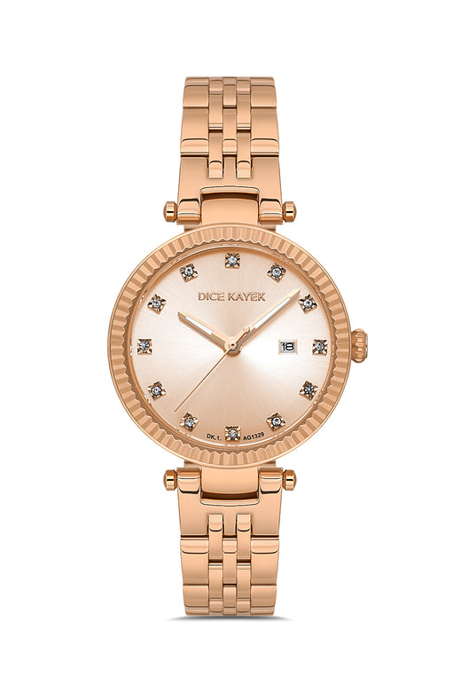 Dice Kayek rose kadranlı rose kaplamalı kadın kol saati, model DK.1.AG1329.11 — ön görünüm