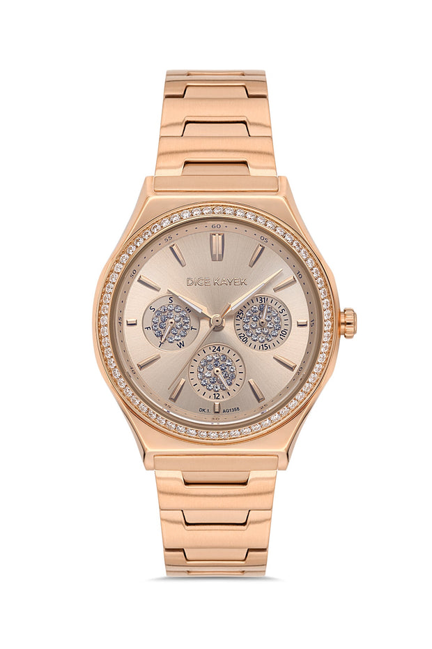 Dice Kayek rose kadranlı rose kaplamalı kadın kol saati, model DK.1.AG1358.09 — kadran detayı