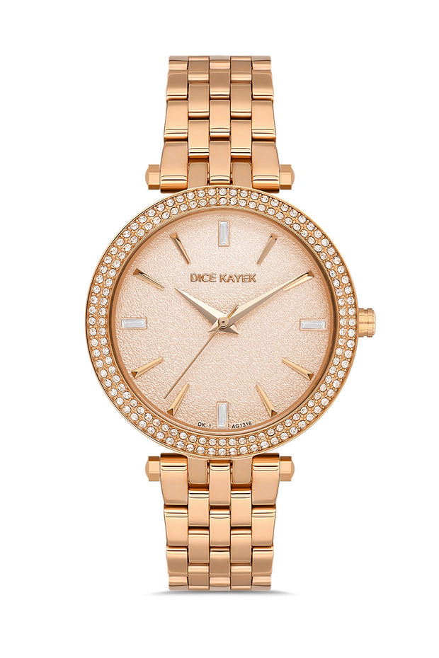 Dice Kayek rose kadranlı rose kaplamalı kadın kol saati, model DK.1.AG1316.08 — kadran detayı