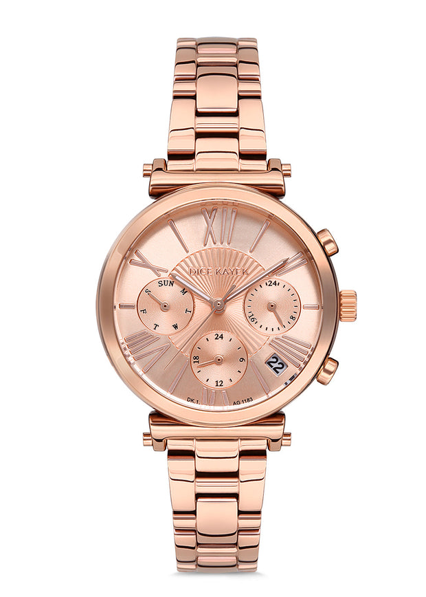 Dice Kayek rose kadranlı rose kaplamalı kadın kol saati, model DK.1.AG1183.03 — kadran detayı