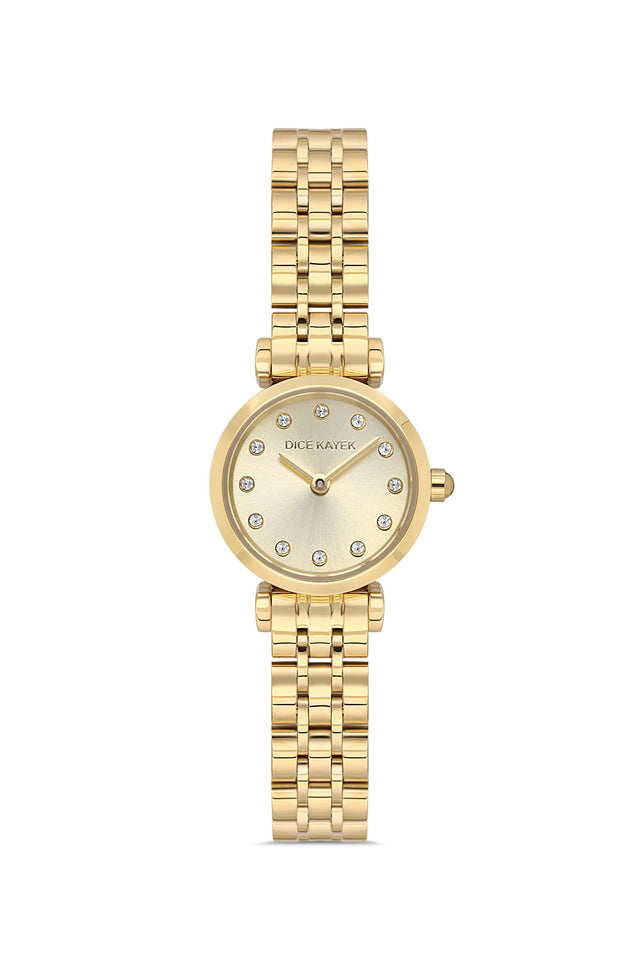 Dice Kayek women's wristwatch with yellow dial and gold-plated case, model DK.1.AG1349.08 — front view