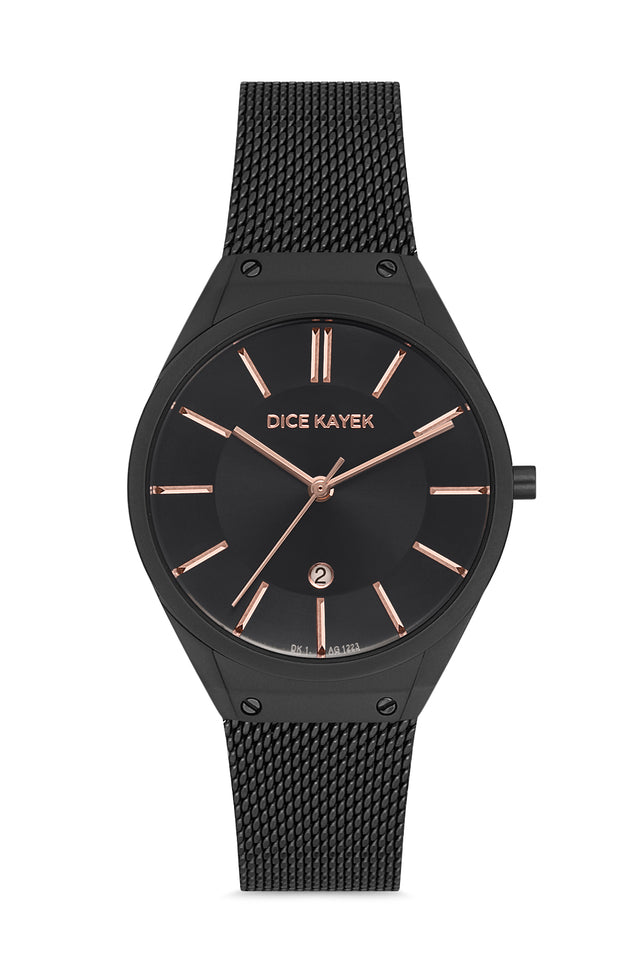 Dice Kayek women's wristwatch with black dial and black-plated case, model DK.1.AG1223.09 — front view